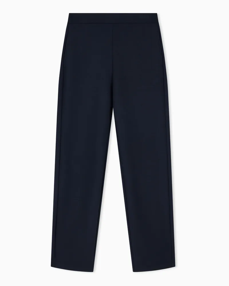 Emporio Armani Pantalone a gamba dritta in jersey interlock double face Blu