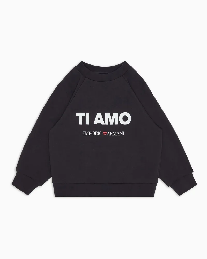 Emporio Armani Felpa in french terry stampa Ti amo ASV Blu