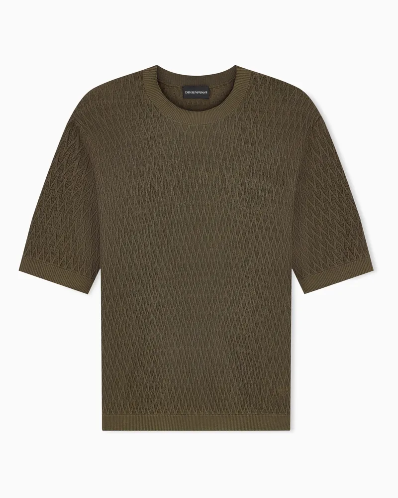 Emporio Armani Maglia in tessuto jacquard punto chevron Verde