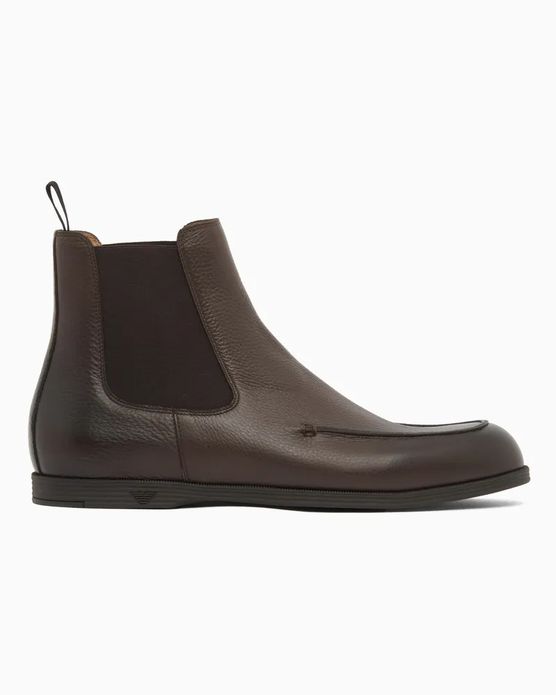 Emporio Armani Stivaletti Chelsea in pelle stampata con inserti elastici Marrone