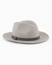 Emporio Armani OFFICIAL STORE Cappello Fedora In Panno Di Lana Con Cinturino Grigio