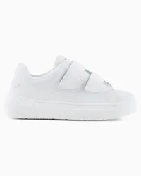 Emporio Armani OFFICIAL STORE Sneakers In Pelle Con Velcro Bianco