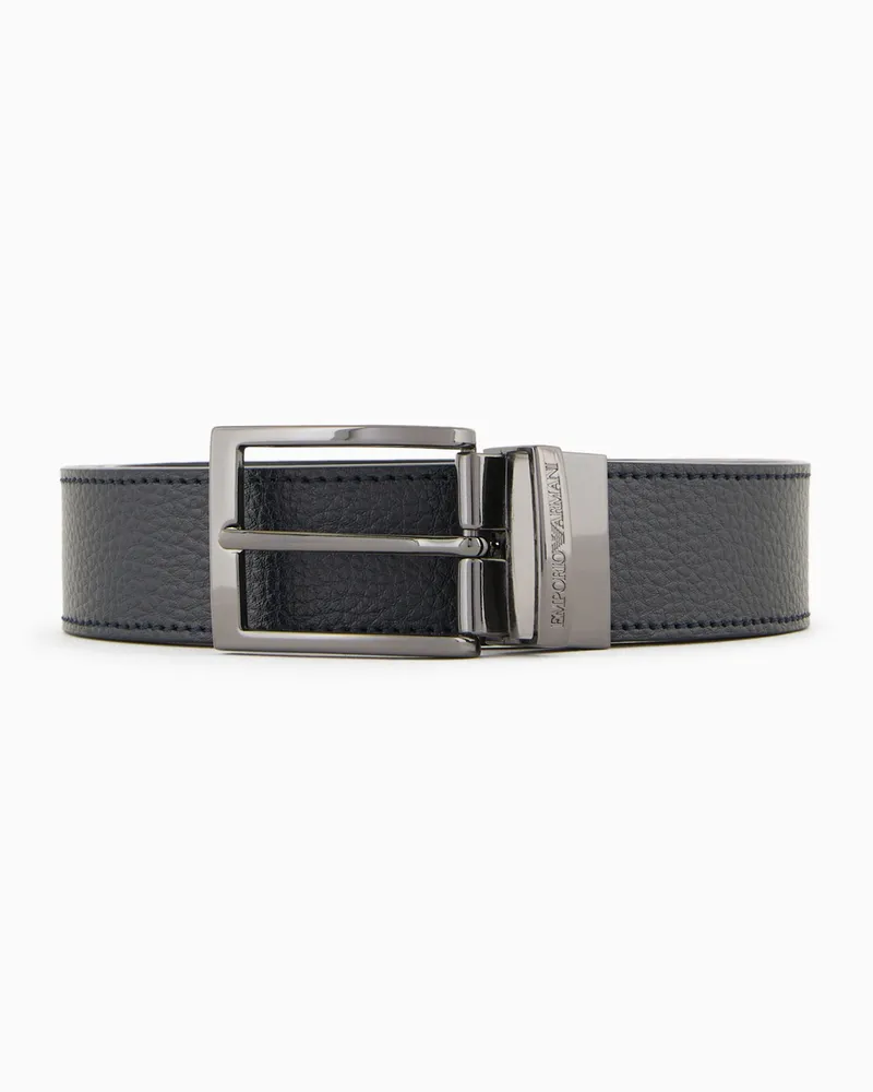 Emporio Armani Cintura reversibile in pelle stampa palmellata Blu