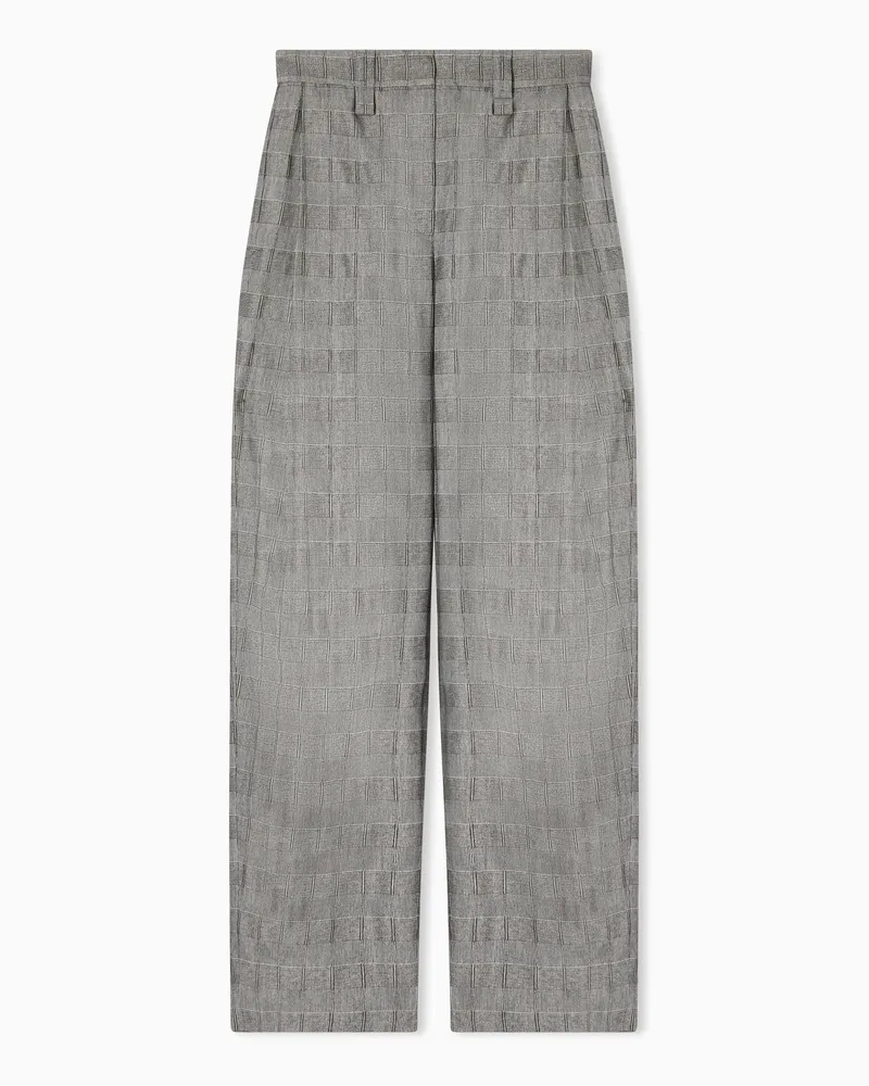 Emporio Armani Pantaloni in tessuto jacquard motivo check optical Bicolore