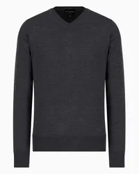 Emporio Armani OFFICIAL STORE Maglione Scollo V In Pura Lana Vergine Grigio