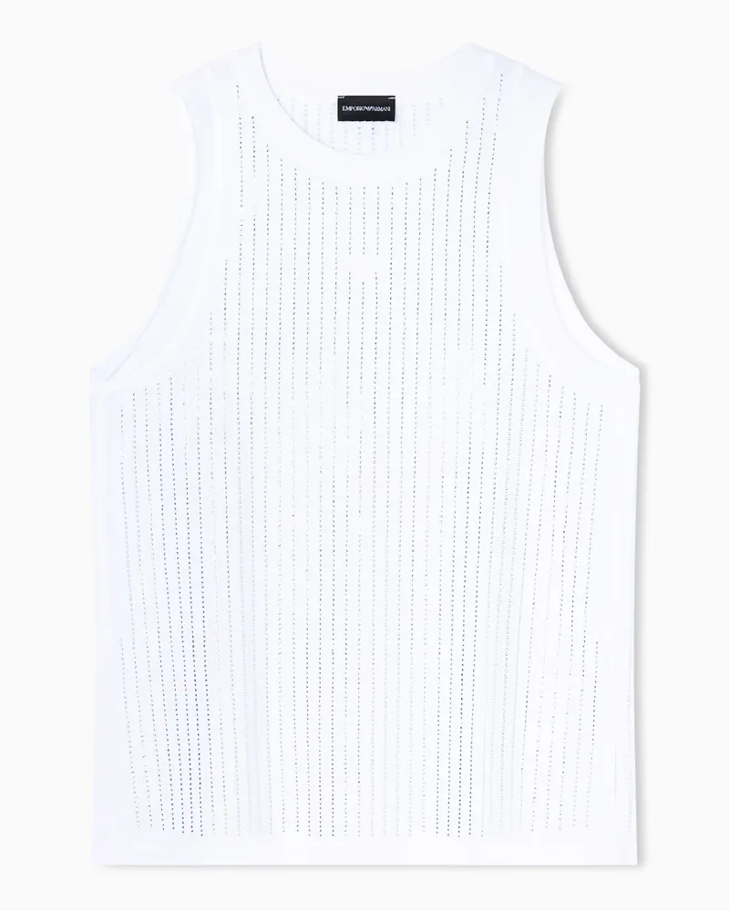 Emporio Armani Canotta in mercerizzato con strass Bianco