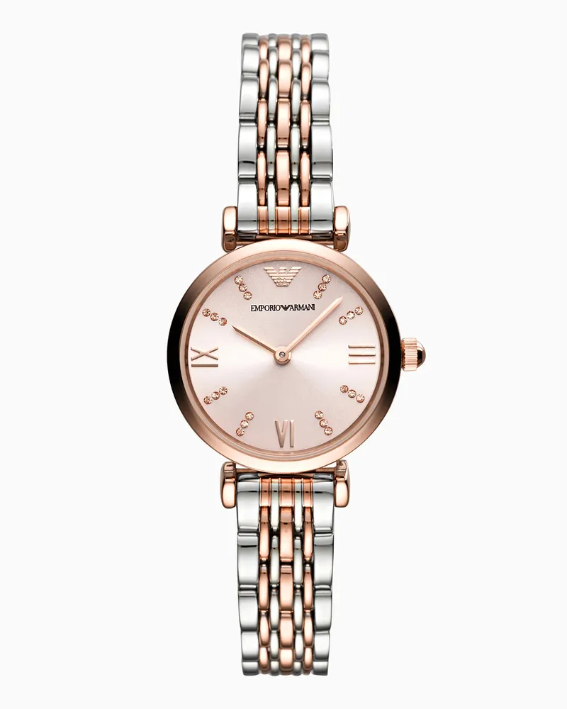 Emporio Armani Orologio da donna a due lancette in acciaio inossidabile bicolore Multicolore