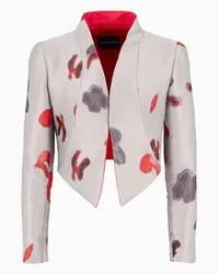 Emporio Armani OFFICIAL STORE Giacca Cropped In Tessuto Jacquard Motivo Fiori Astratti Fantasia