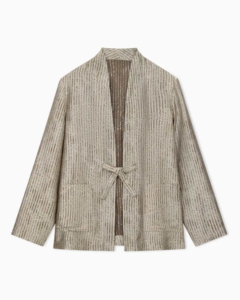 Emporio Armani Giacca kimono in tessuto jacquard fluido Beige