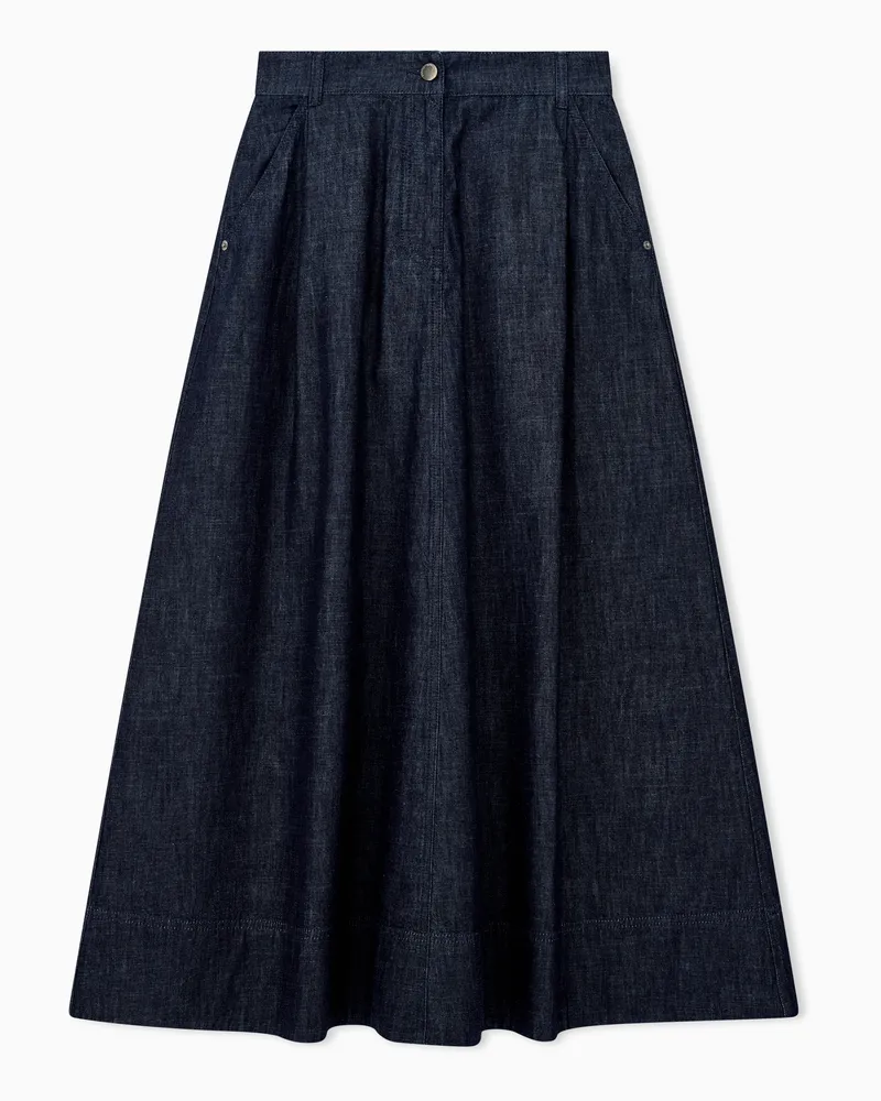 Emporio Armani Gonna lunga svasata in denim Capsule San Valentino Blu