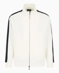 Emporio Armani OFFICIAL STORE Felpa Full Zip In Double Jersey Con Tape Logo Lettering A Rilievo Bianco