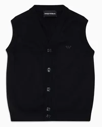 Emporio Armani OFFICIAL STORE Gilet Scollo V In Maglia Con Bottoni Blu