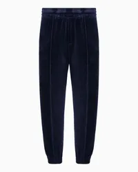 Emporio Armani OFFICIAL STORE Pantaloni Jogger In Ciniglia Con Nervature Blu