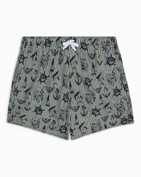 Emporio Armani OFFICIAL STORE Costume Shorts In Tessuto Riciclato Stampa All Over Asv Fantasia