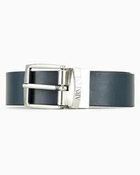 Emporio Armani OFFICIAL STORE Cintura Reversibile Con Fibbia Logata Blu