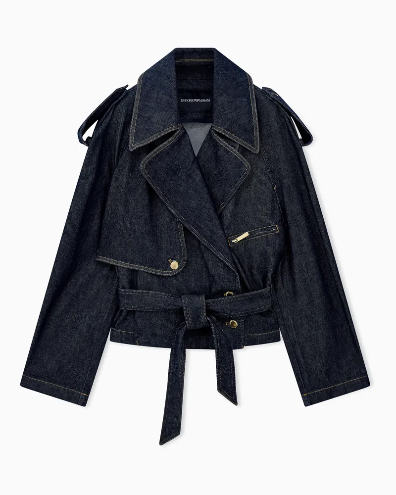 Emporio Armani Blouson giacca vestibilità over con cintura e spalline Blu