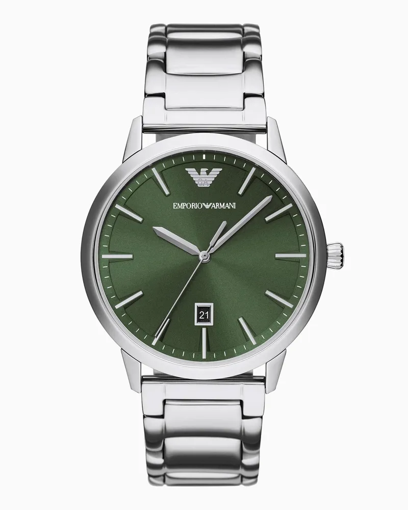 Emporio Armani Orologio in acciaio inossidabile a tre lancette con datario Multicolore