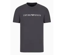 Emporio Armani OFFICIAL STORE T-shirt In Jersey Pima Con Stampa Logo Antracite
