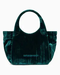 Emporio Armani OFFICIAL STORE Borsa A Mano In Velluto Mosso Con Tracolla Catena Verde