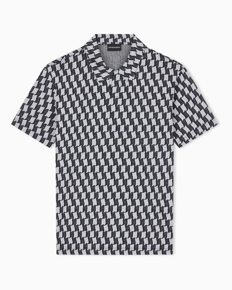 Emporio Armani Polo in jersey jacquard misto lyocell Capsule Signature Nero
