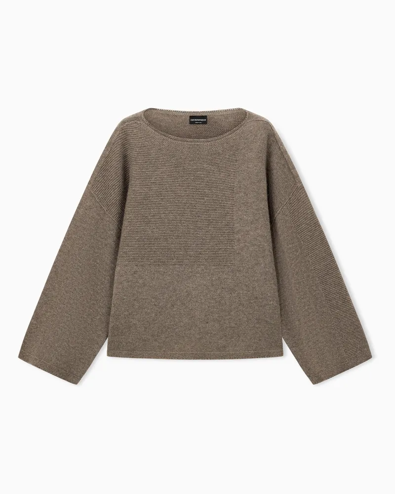Emporio Armani Maglione girocollo in lana vergine e cashmere Marrone