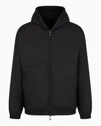 Emporio Armani OFFICIAL STORE Felpa Con Zip E Cappuccio In Double Jersey Reversibile Nero