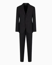 Emporio Armani OFFICIAL STORE Abito Monopetto Slim Fit In Lana Vergine Micro Rigata Ton Sur Ton Nero