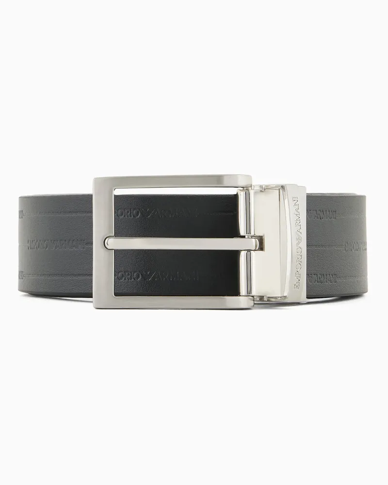 Emporio Armani Cintura reversibile in pelle con logo impresso Nero