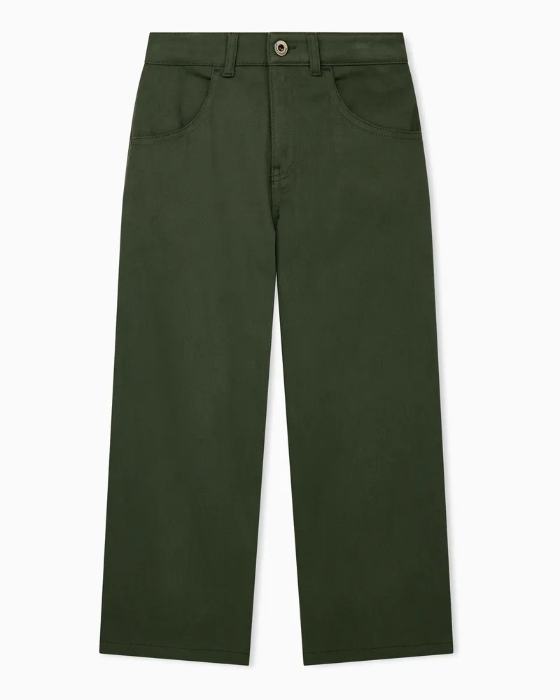 Emporio Armani Pantaloni 5 tasche over in twill di cotone Verde
