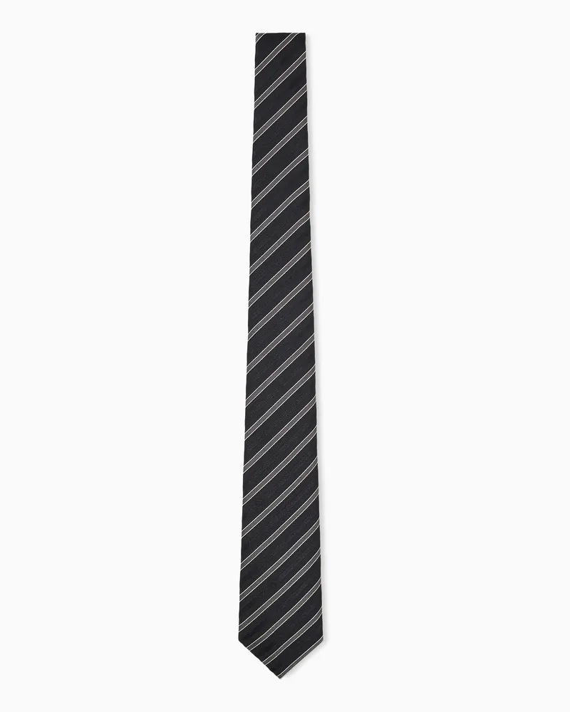 Emporio Armani Cravatta in seta con motivo a righe diagonali Nero