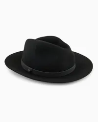 Emporio Armani OFFICIAL STORE Cappello Fedora In Panno Di Lana Con Cinturino Nero