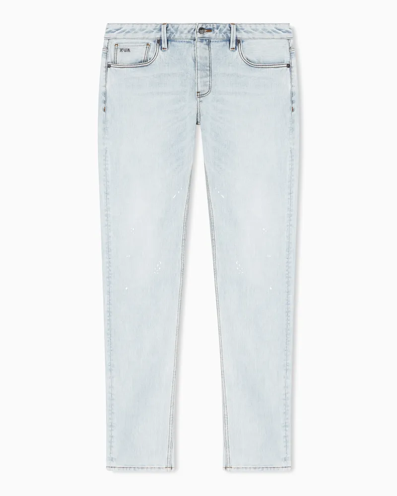 Emporio Armani Jeans J75 slim fit in denim stretch con micro spots Blu