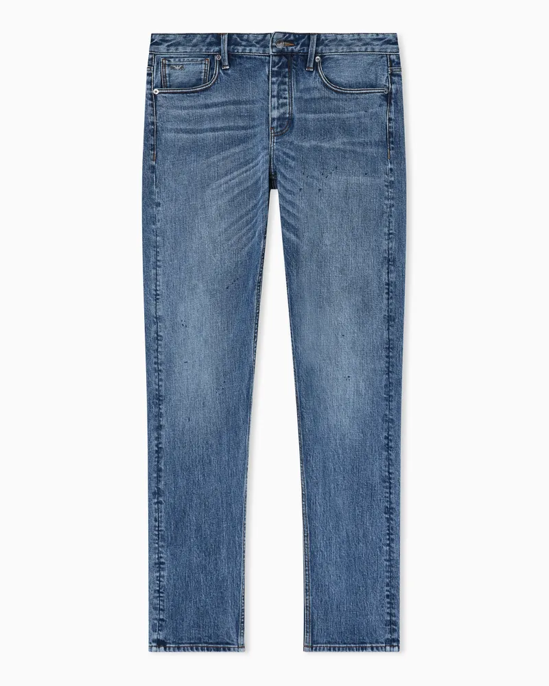 Emporio Armani Jeans J75 slim fit in denim stretch con micro spots Blu