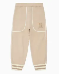 Emporio Armani OFFICIAL STORE Pantaloni Jogger Loose Fit In Jersey Con Patch Stemma Logo Beige