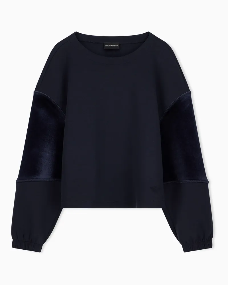 Emporio Armani Felpa in double jersey con tape ciniglia Travel Essential Blu