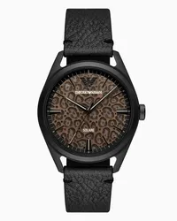 Emporio Armani OFFICIAL STORE Orologio A Carica Solare In Pelle Nera A Tre Lancette Nero