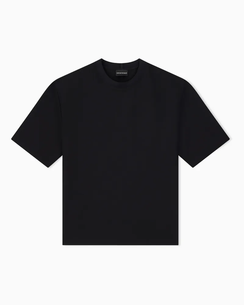 Emporio Armani T-shirt in tessuto seersucker Nero