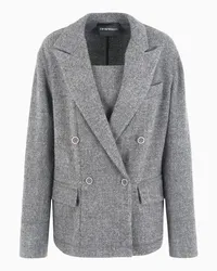 Emporio Armani OFFICIAL STORE Giacca Doppiopetto In Flanella Misto Lana Melange Con Davantino Grigio