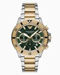 Emporio Armani OFFICIAL STORE Orologio Cronografo In Acciaio Inossidabile Bicolore Argento