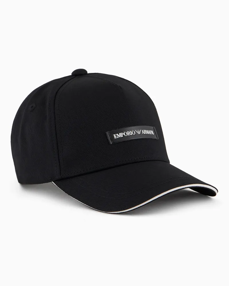 Emporio Armani Cappello da canvas modello baseball con patch Nero
