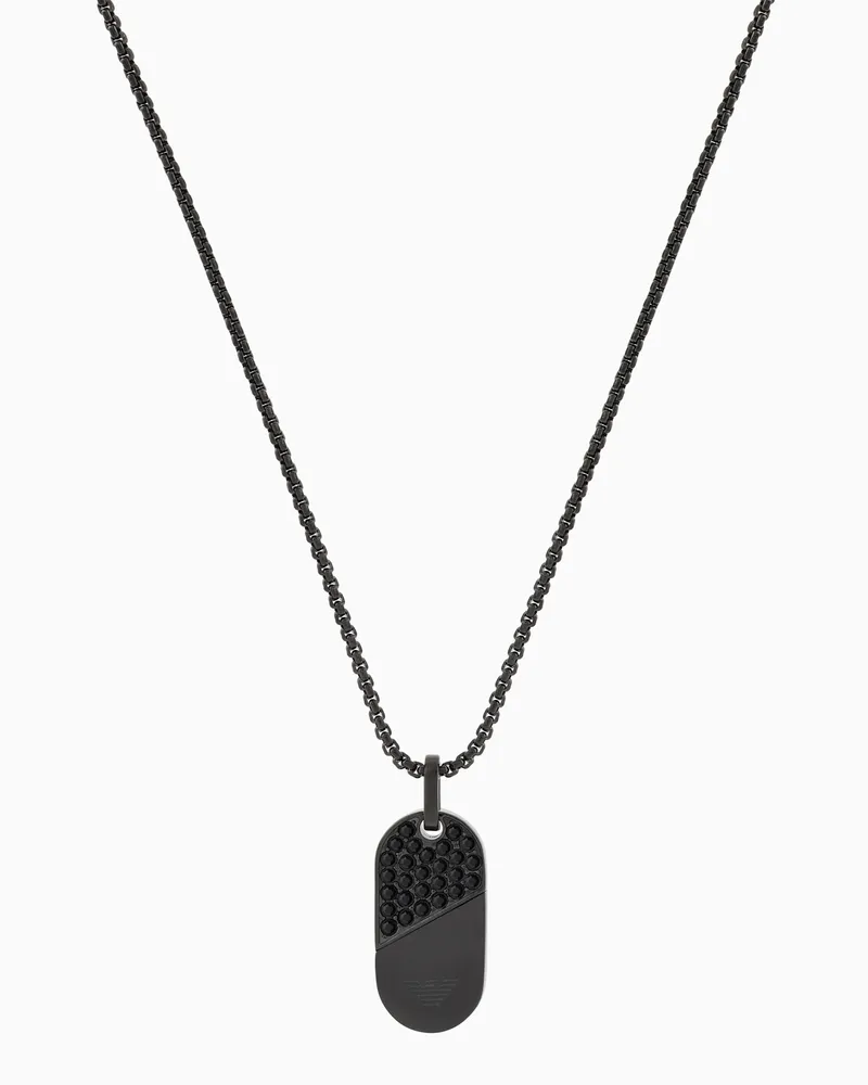 Emporio Armani Collana con piastrina in acciaio inossidabile nero Multicolore