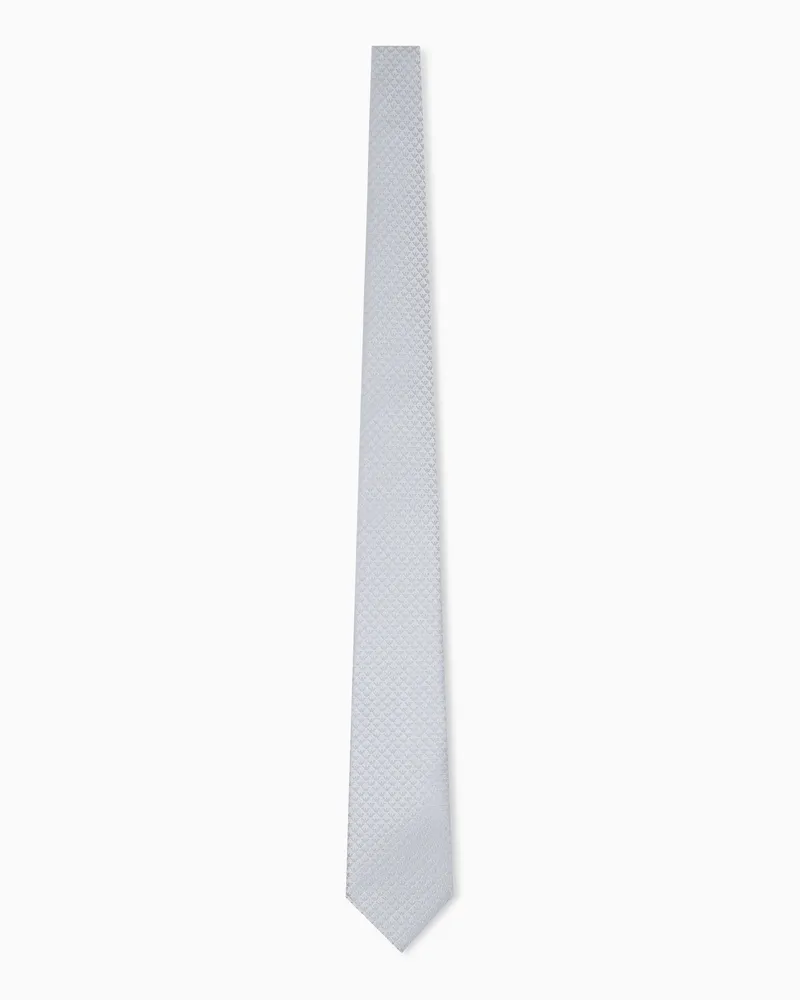 Emporio Armani Cravatta in pura seta monogram jacquard Grigio