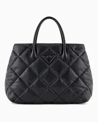 Emporio Armani OFFICIAL STORE Borsa A Mano Grande Effetto Nappa Matelassé Nero