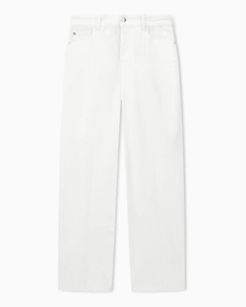Emporio Armani Pantaloni 5 tasche regular in velluto a coste tinto capo Bianco