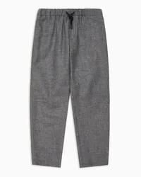 Emporio Armani OFFICIAL STORE Pantaloni Con Coulisse In Misto Lana Con Patch Stemma Logo Grigio