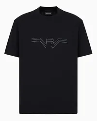 Emporio Armani OFFICIAL STORE T-shirt In Jersey Heavy Con Aquila Degradé Multitexture Nero