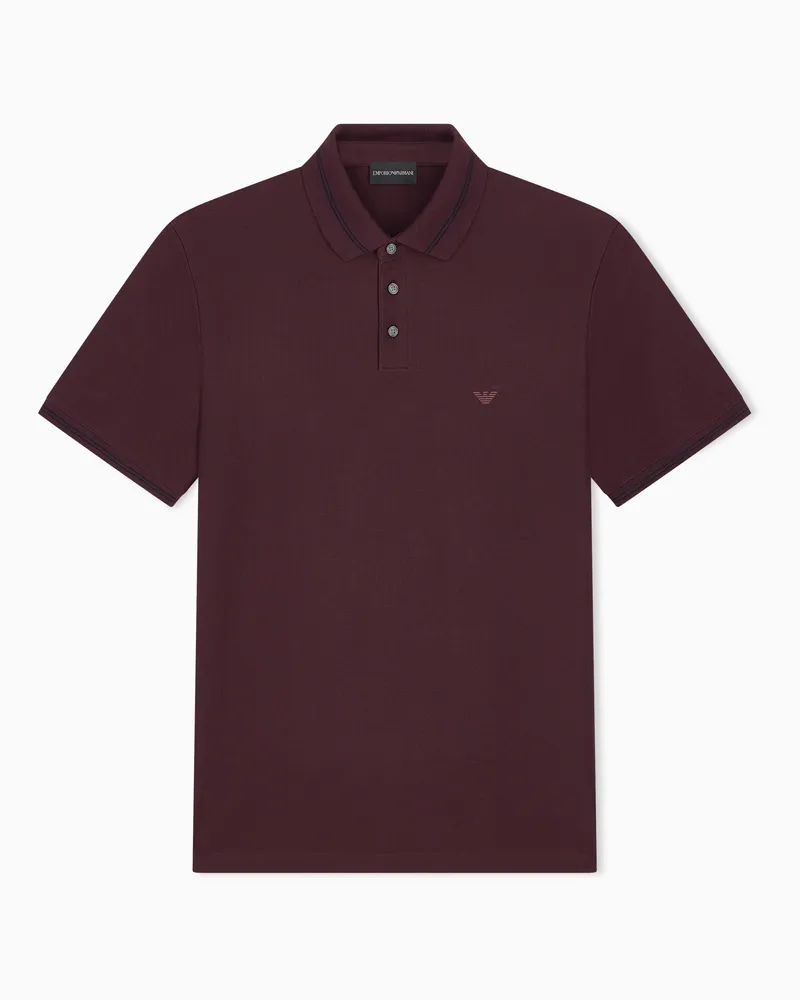 Emporio Armani Polo in piquet con ricamo logo Bordeaux