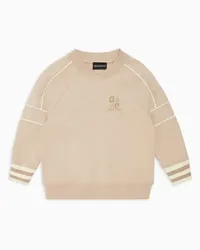 Emporio Armani OFFICIAL STORE Felpa Over Fit In Jersey Con Patch Stemma Logo Beige