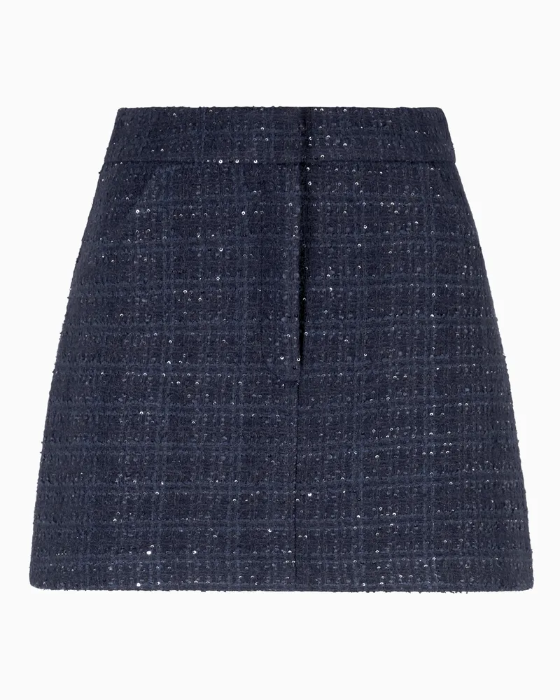 Emporio Armani Minigonna in tweed lurex con micro paillettes Blu