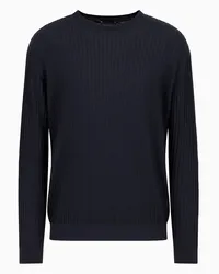 Emporio Armani OFFICIAL STORE Maglione In Lana Vergine Effetto Intercosta Travel Essential Blu